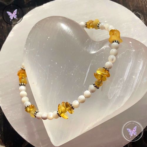 Mother Of Pearl & Amber Bracelet